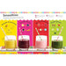 Four smoothie glasses with colorful straws on a white background, featuring different smoothie recipes.
