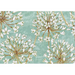 Pattern of white flowers with gold centers on a teal background