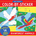 Color-by-sticker activity featuring various rainforest animals, showcasing vibrant colors and playful designs.