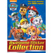 Paw Patrol sticker book cover with characters and text on a blue and red background