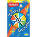 Packaging of Highlights Travel Games with colorful design and compass illustration.