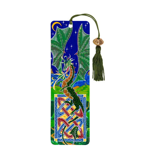 A colorful dragon bookmark featuring a decorative tassel, perfect for marking pages in books.