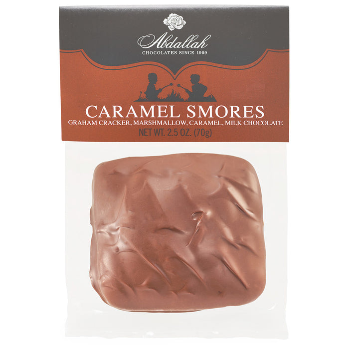Abdallah Caramel Smores chocolate bar packaging on a white background