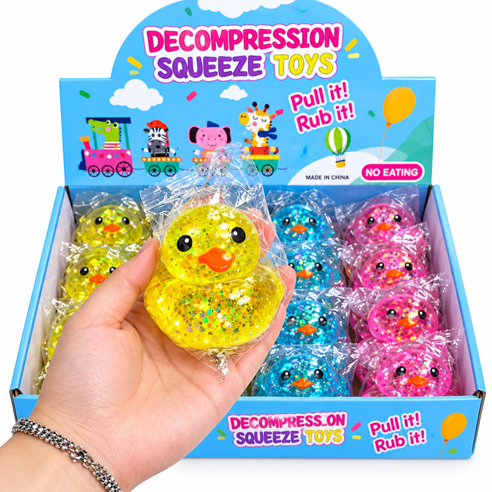 Gretchens Designs Sugar Squeeze Glitter Rubber Duck Toy with sparkling details