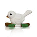 White ceramic bird figurine with green leaves on a white background