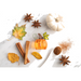 pumpkin laying on the table with other decors