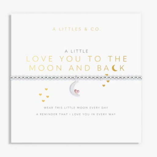 This A Littles & Co A Little “Love You To The Moon & Back” Bracelet celebrates a love that feels endless and unforgettable.