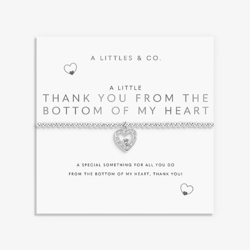A bracelet inscribed with "Thank you from the bottom of my heart," symbolizing gratitude and appreciation.