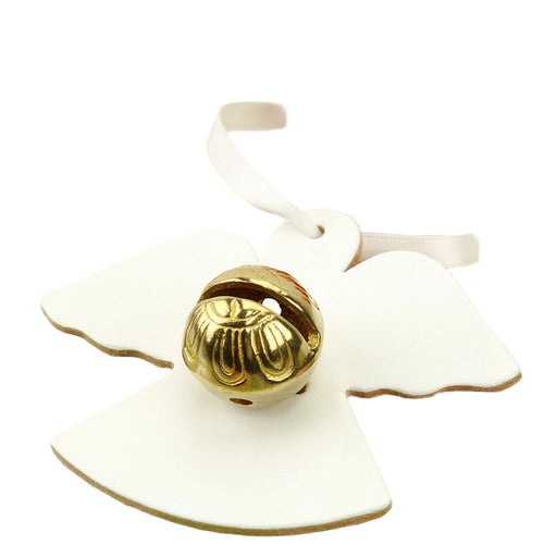 White ceramic bell with gold bel