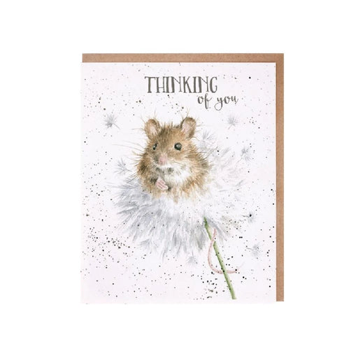 A greeting card featuring a cute hamster with the text "Thinking of You" in colorful letters.