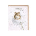 A greeting card featuring a cute hamster with the text "Thinking of You" in colorful letters.