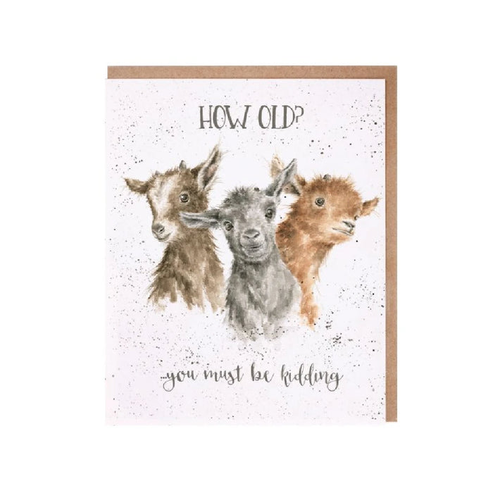 Humorous greeting card stating, "How old? You're not the boss of me," with vibrant graphics and a lighthearted tone.