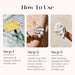 Instructions on how to use a buffer for cleansing with images and text.