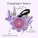 Spongelle French Lavender soap with fragrance notes and floral elements on a white background