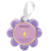Purple bath sponge buffer with 'Spongellé' branding on a white background