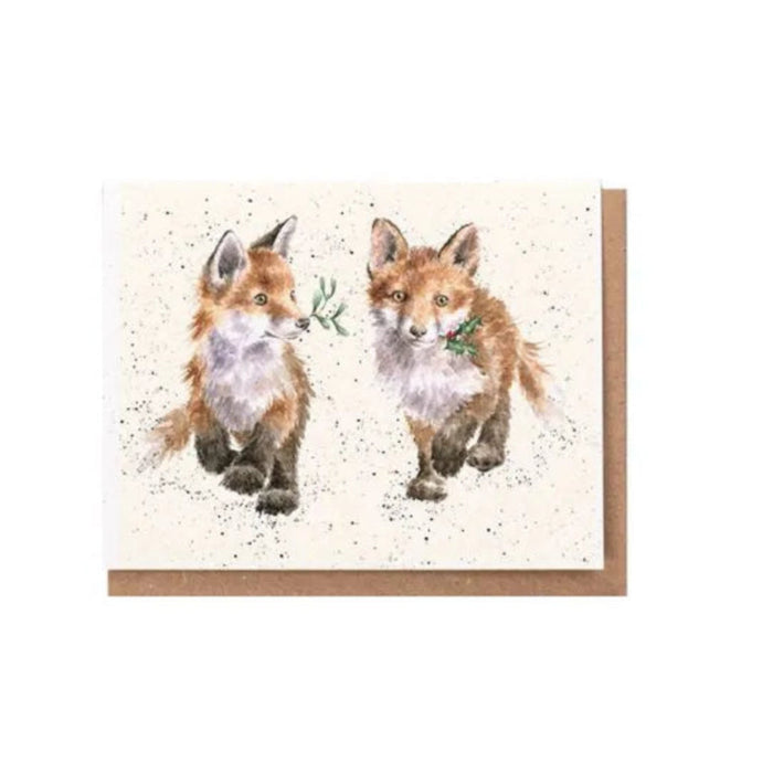 Wrendale ‘Glad Tidings We Bring’ Christmas enclosure card featuring two foxes.