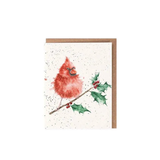 Merry and Bright cardinal bird enclosure card featuring a festive cardinal Christmas design