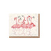 Wrendale Flamingle Bells Christmas enclosure card featuring a festive group of pink flamingos.