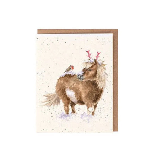 Wrendale One Horse Open Sleigh horse enclosure card featuring a charming pony illustration