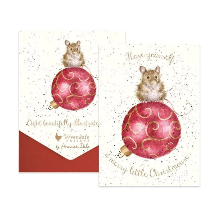 Wrendale Christmouse Christmas card pack featuring a festive mouse, eight cards, kraft envelopes, and illustrated presentation box