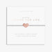 A Littles & Co Friends For Life bracelet displayed on sentiment card with silver heart charm and friendship message
