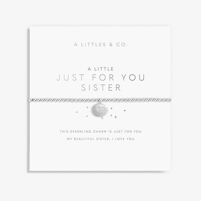 A Littles & Co. A Little Lucky Elephant silver stretch bracelet displayed on sentiment card