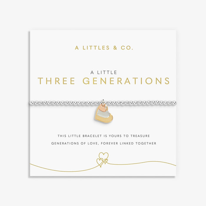 A Littles & Co. A Little Three Generations bracelet on sentiment card celebrating generations of love