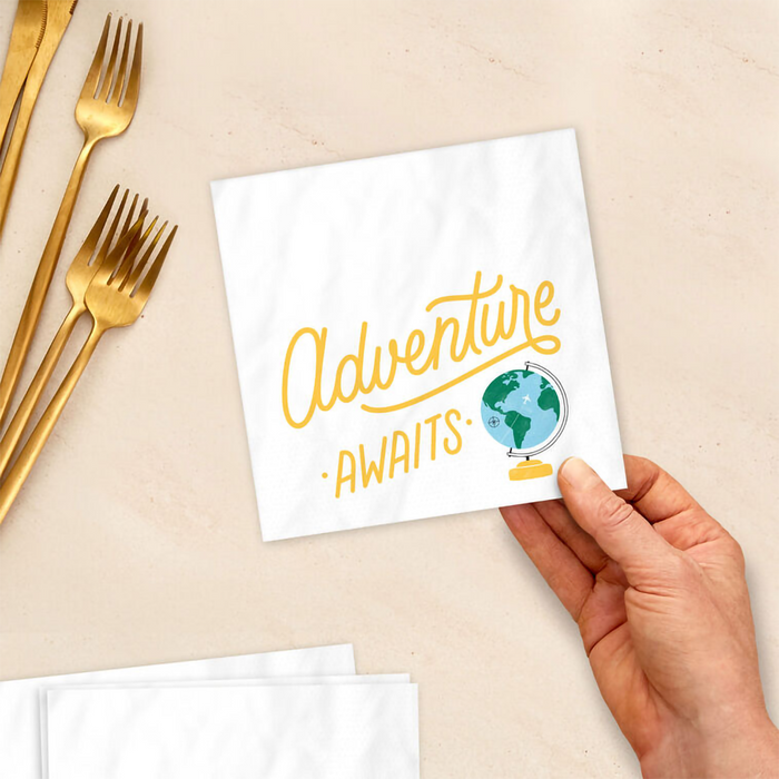 Hallmark : Adventure Awaits Globe Graduation Cocktail Napkins, Pack of 20