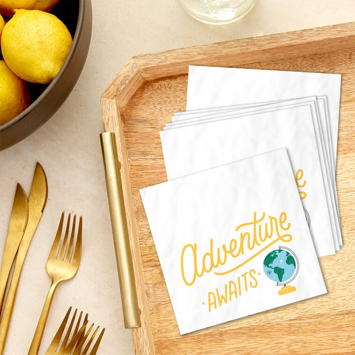 Hallmark : Adventure Awaits Globe Graduation Cocktail Napkins, Pack of 20