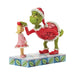 Angled view of the Grinch figurine with Cindy Lou, showcasing Jim Shore’s hand-painted details.