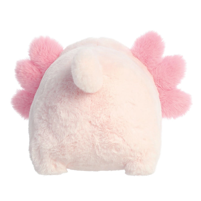 Back view of Aurora World Axel Axolotl plush showing rounded spud shape and soft fabric