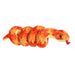Side view of Fiery Inferno Snake plush with flame pattern and red tongue detail