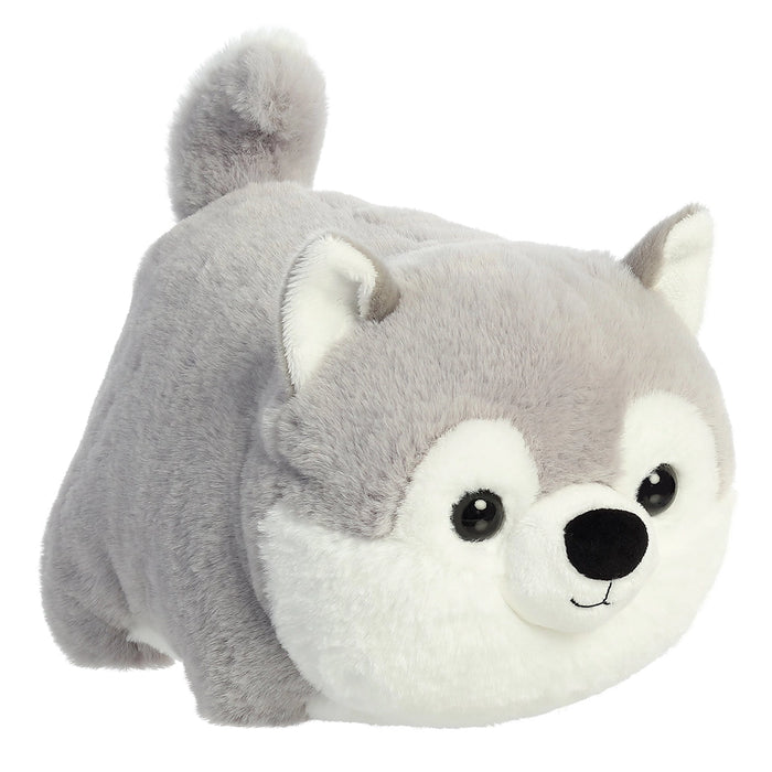 Aurora World Haze Husky plush toy front view gray and white stuffed husky