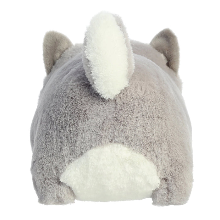 Back view of Aurora World Haze Husky plush showing fluffy tail and rounded body
