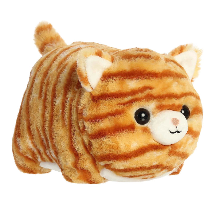 Aurora World Taco Orange Tabby Spudster plush side view with orange stripes and rounded body
