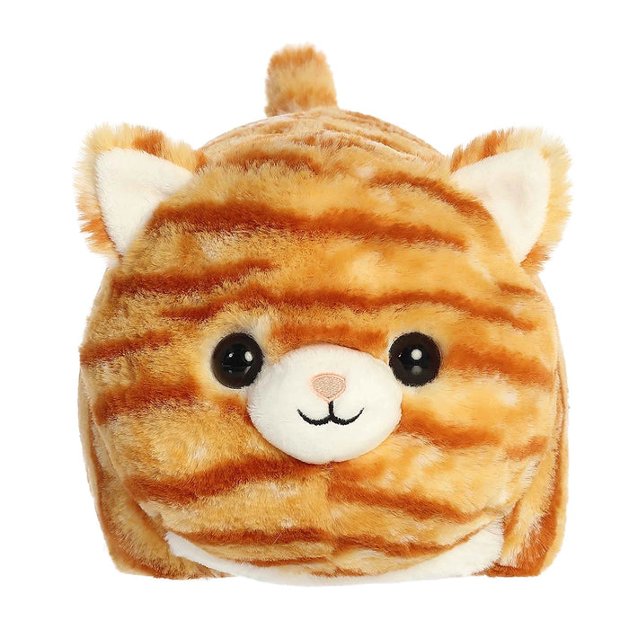 Aurora World Taco Orange Tabby Spudster plush front view with embroidered smile and orange tabby stripes