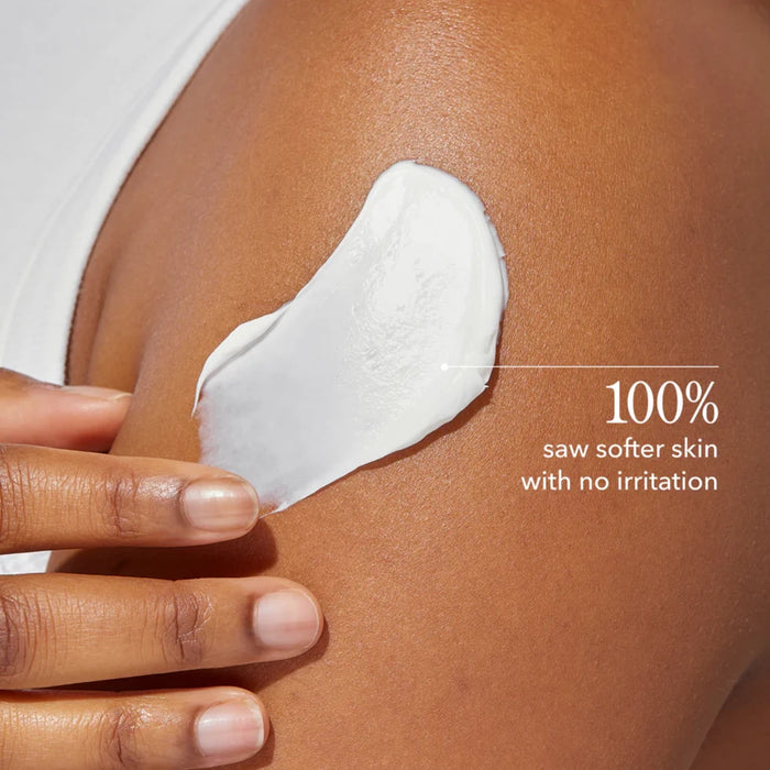A woman's arm with a layer of cream on it, showcasing skincare application and the importance of hydration.