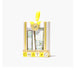 A white gift box adorned with a bright yellow ribbon, elegantly presented for a special occasion.