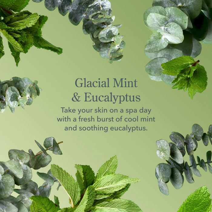 Image of glacial mint leaves alongside exclucitus plant, showcasing their vibrant green colors and unique textures.