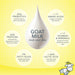 A tube of lip balm adorned with a cheerful yellow and white pattern.