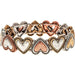 Rain Jewelry Multimetal Layered Hearts Stretch Bracelet featuring antique copper, gold, and silver-tone heart accents with a comfortable stretch-fit design.