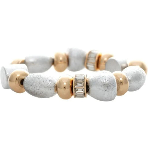 Rain Jewelry Two Tone Mixed Baubles Crystal Stretch Bracelet featuring sparkling crystals, mixed gold and silver-tone baubles, and a comfortable stretch-fit design.