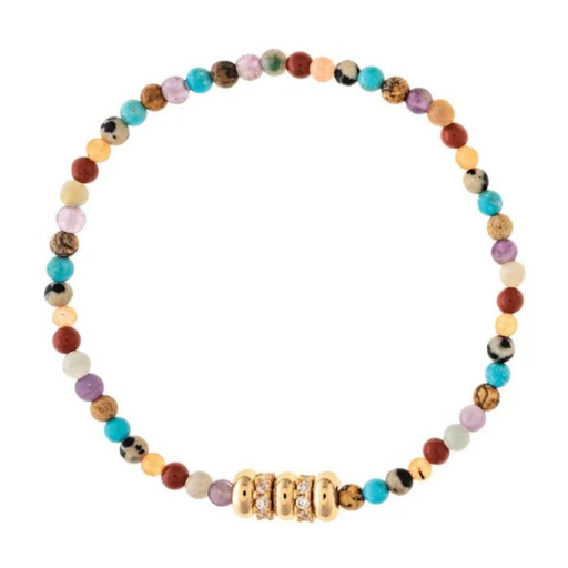 Rain Jewelry gold-tone bracelet with multicolor stone beads and crystal rondelle accents.