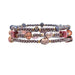 Rain Jewelry three-piece bracelet set with pink and purple glass quartz beads and gold-tone accents.