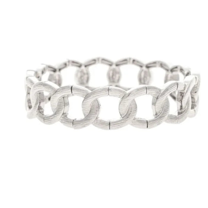Rain Jewelry silver-tone stretch bracelet featuring a brushed finish and chain-link design.