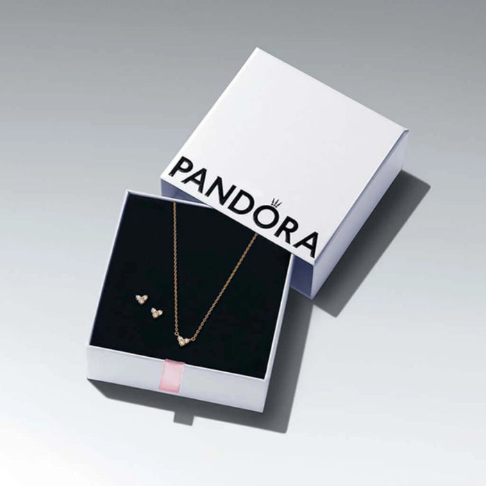 Pandora Jewelry gold necklace and earring gift set