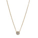 Gold necklace with a diamond pendant on a white background