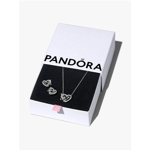 High-resolution image of a Pandora heart necklace set featuring intricate designs and sparkling details.