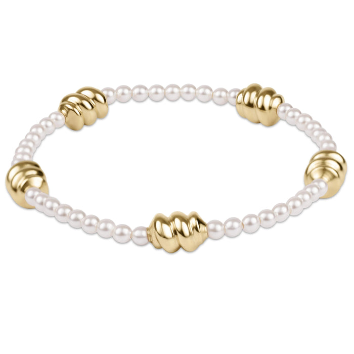 Admire Gold 3mm Pearl Bracelet with crystal pearls and gold accent beads on a white background