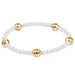 Admire Small Gold 3mm Pearl Bracelet with crystal pearls and small gold beads on a white background
